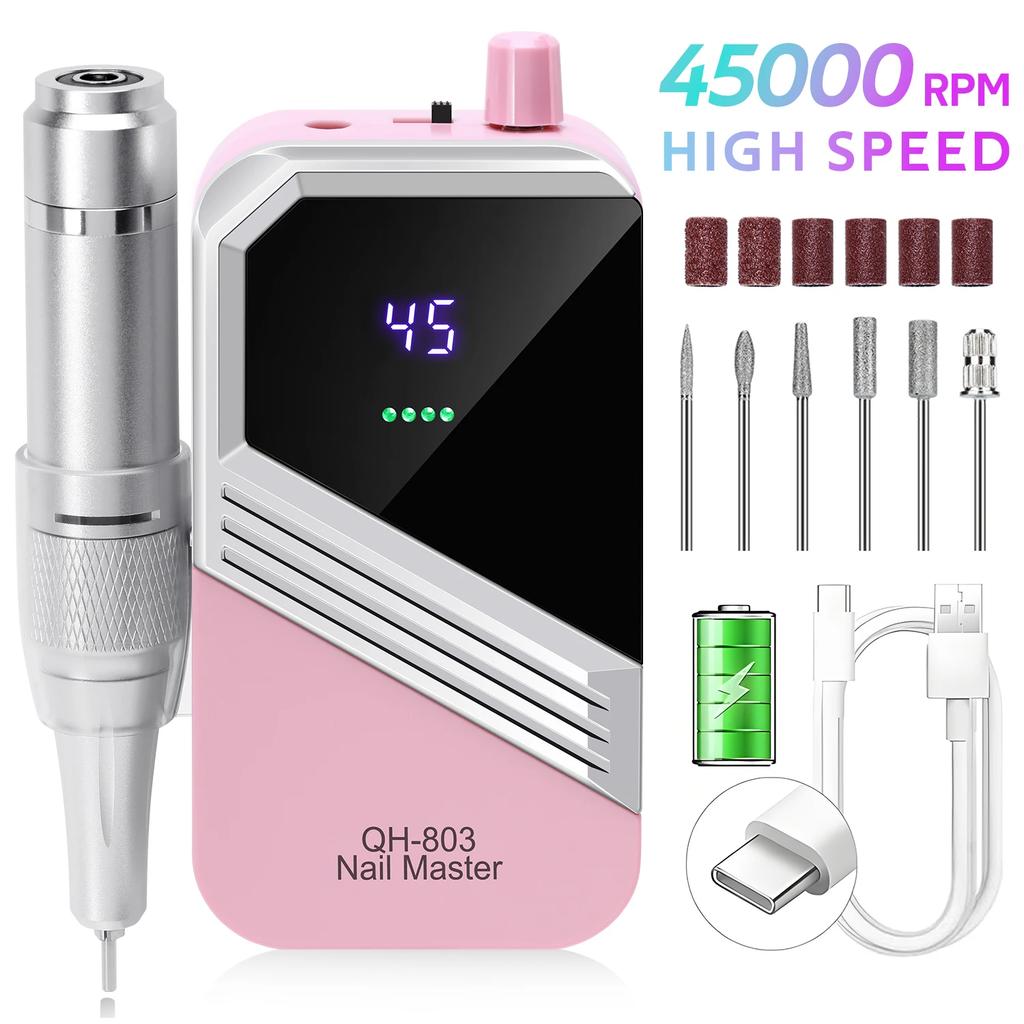 DianaBeauty Portable Electric Nail Drill Machine LED Display Rechargeable Nail Sander for Gel Nails Polish For Manicure Salon
