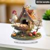 8in 2D Attractive Acrylic Colour Printing Chicken & Chicken Coop Desktop Decorations Home Office Studio Decoration Friends Gifts