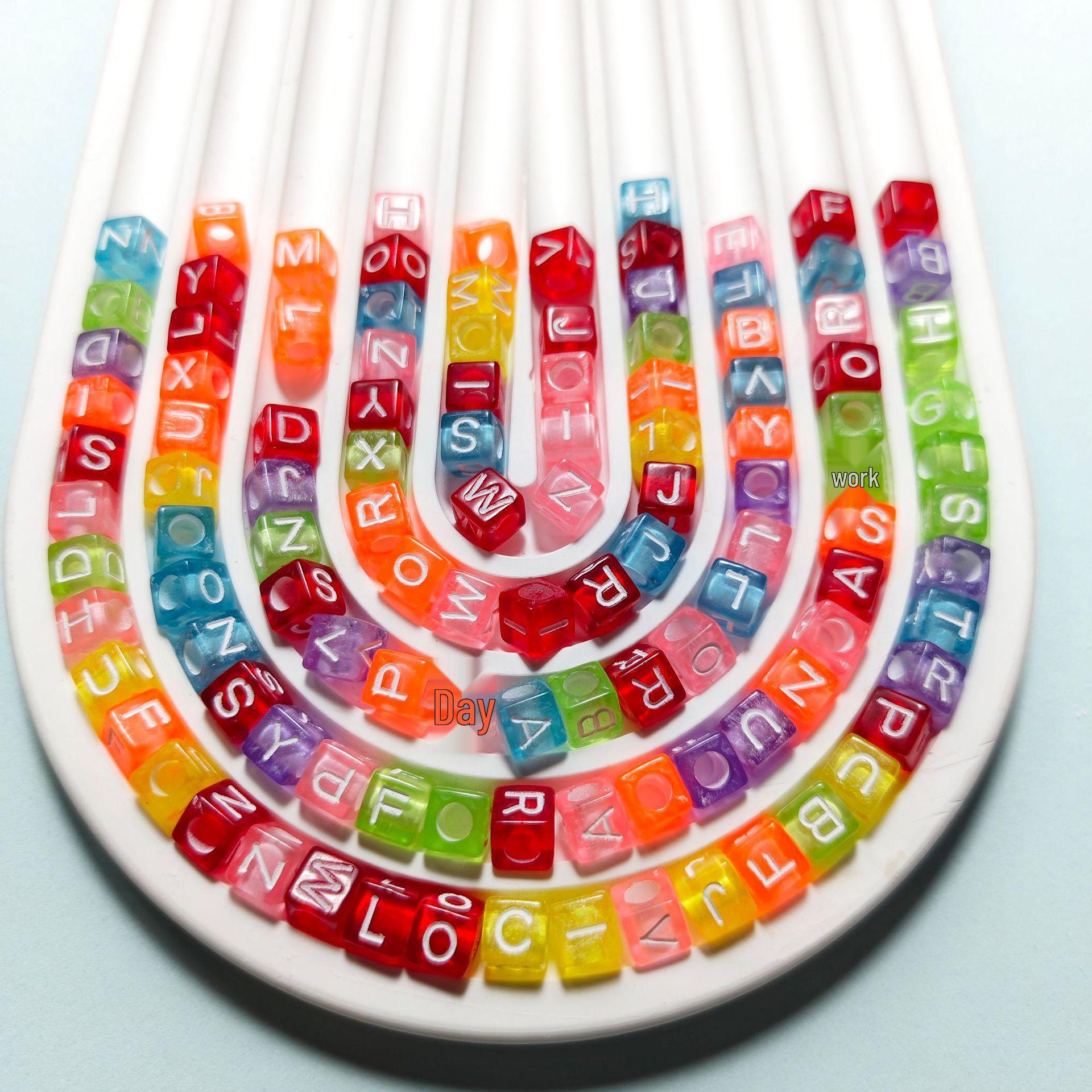 

6mm Transparent Candy Color Acrylic Alphabet Beads for DIY Jewelry