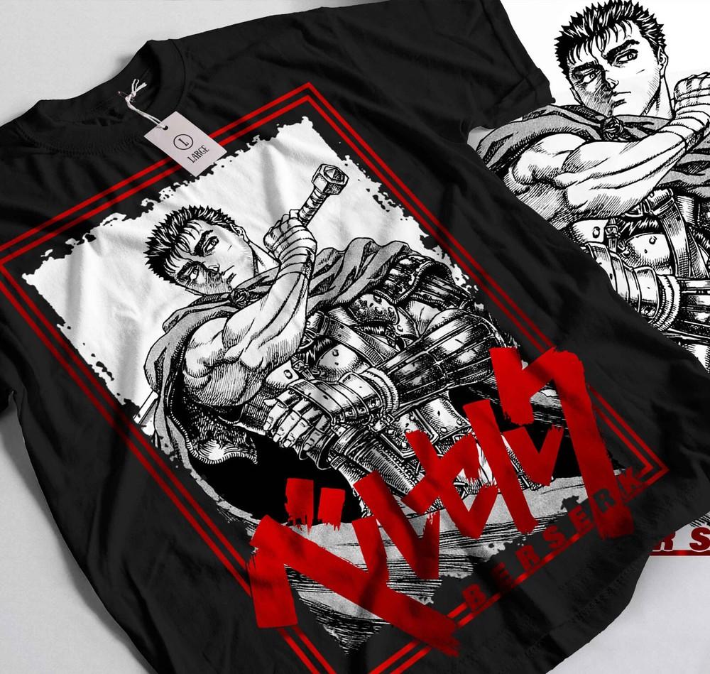 

Футболка Берсерк, Футболка с японским аниме, Футболка с аниме мангой, Модная футболка аниме 235 L