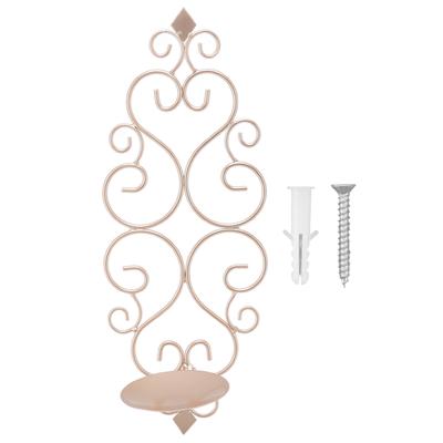 Candle Holder Iron Candlestick Folding Wall Mount Base Sconce Home Decoration for Room Champagne