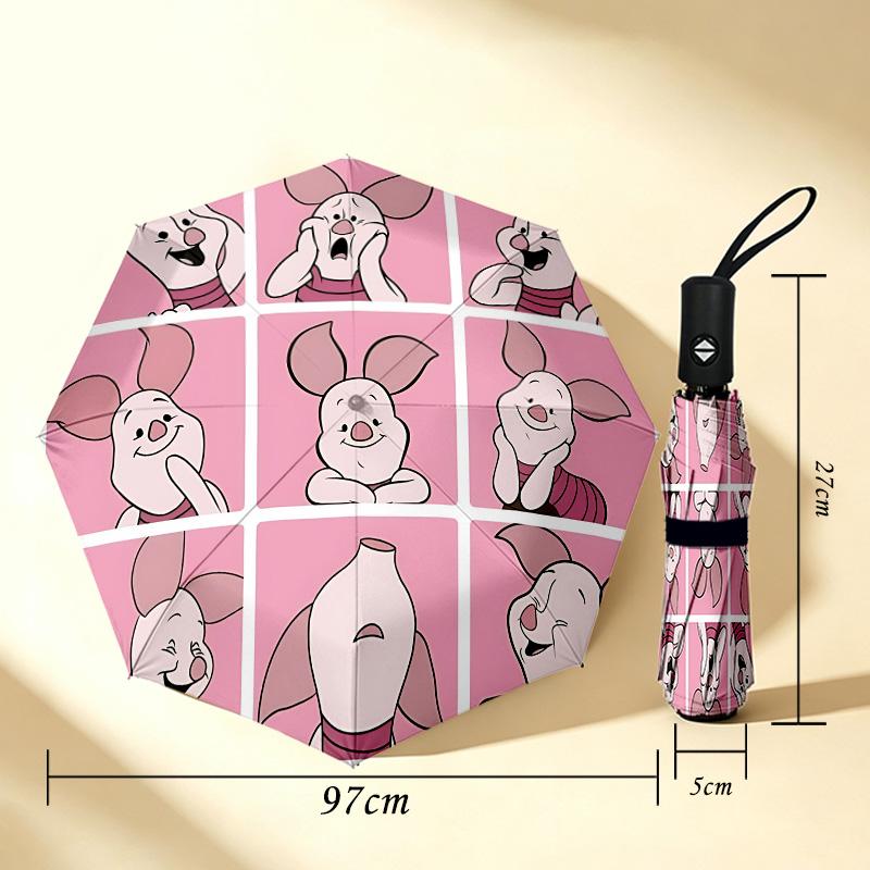 Pig Emotions 8 Ribs 3Fold Black Glue Uv Protection Umbrella Sun Protection Rainproof Compact Folding Umbrella For Travel Daily Use C924711