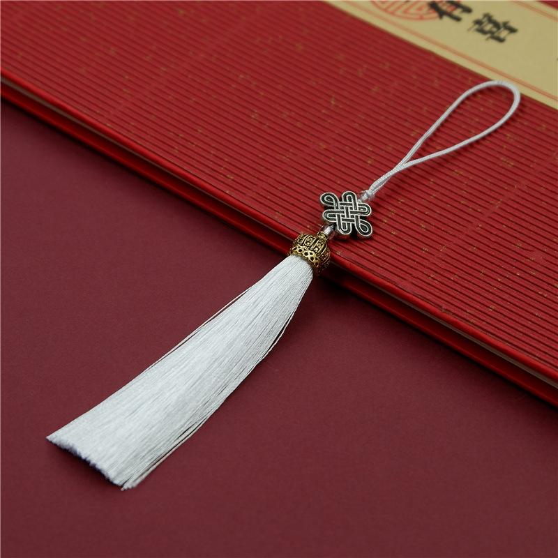Chinese Style Tassel Ear Metal Hat Plus Beads Hanging Ear Ancient Style Bookmark Cheongsam Hanfu Pressure Placket Tassel Accessories Pendant