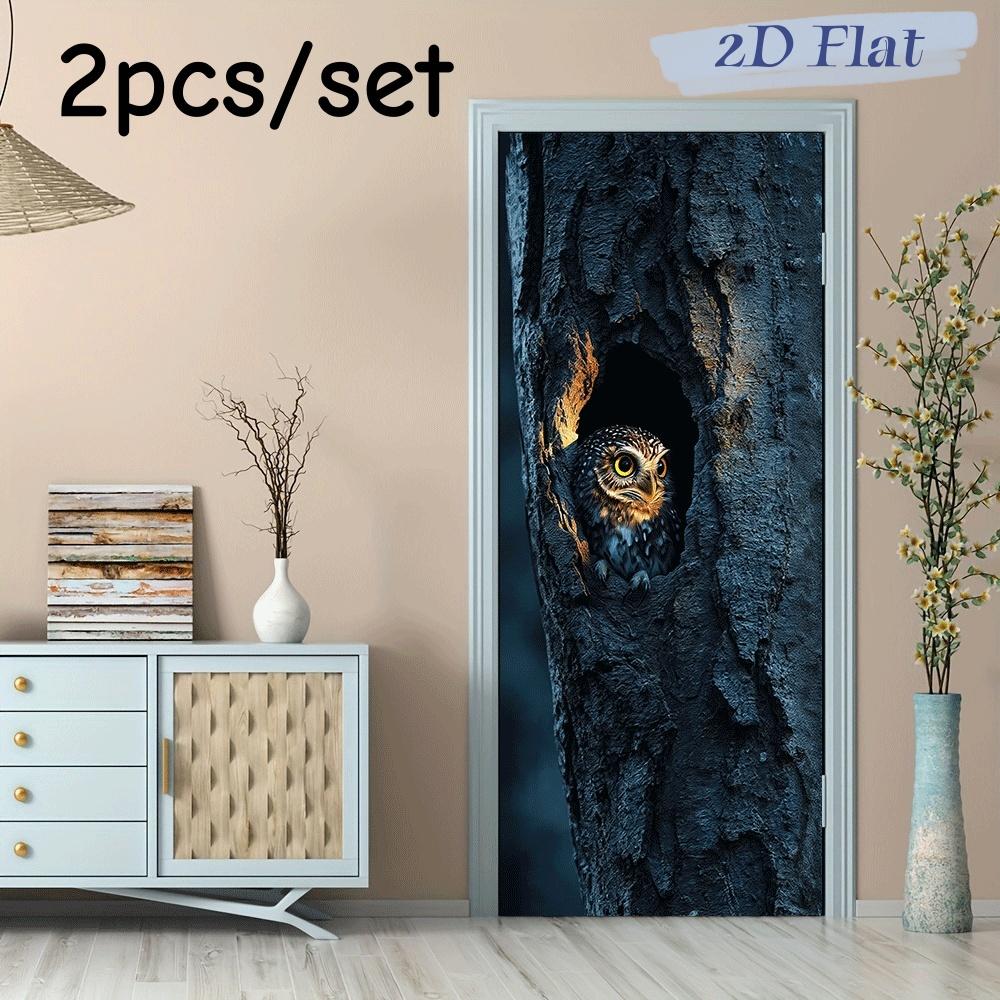 

2pcs Cute Owl Tree Hole Wall Stickers Creative Bedroom Children s Room Entrance Decoration Stickers Cartoon Animal Self Adhesive (as the picture,38.5x200cmx2)