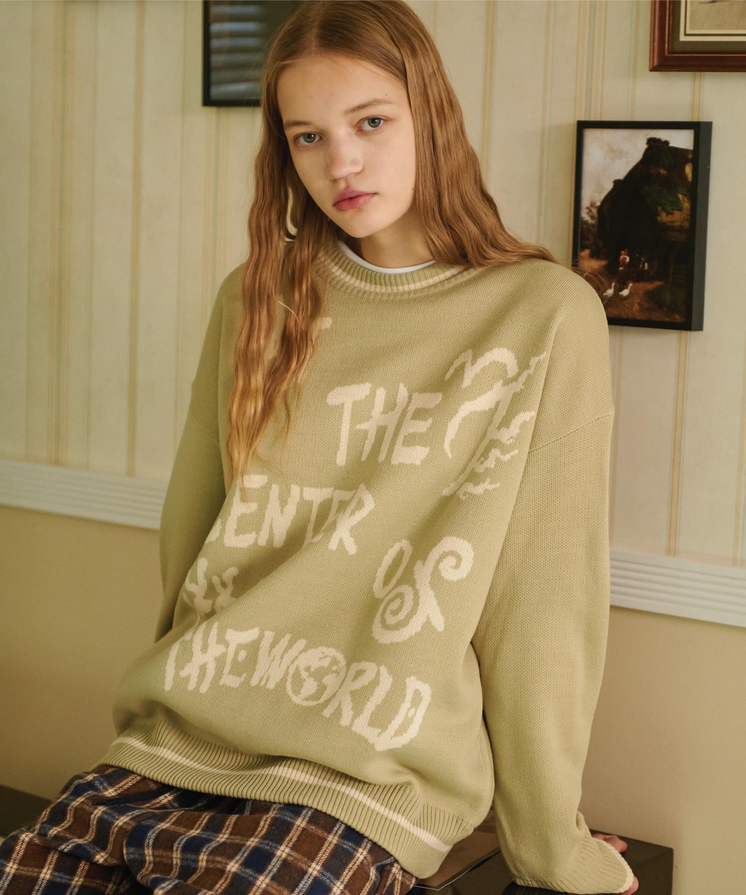 Compagno Pullover Lettering Tattoo Sweater Light Khaki Khaki/L