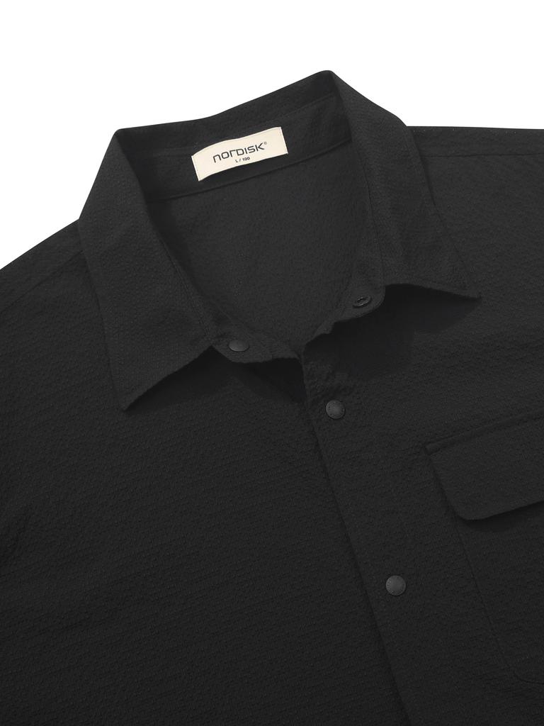 NORDISK Seersucker Short Sleeve Shirt - M_Black