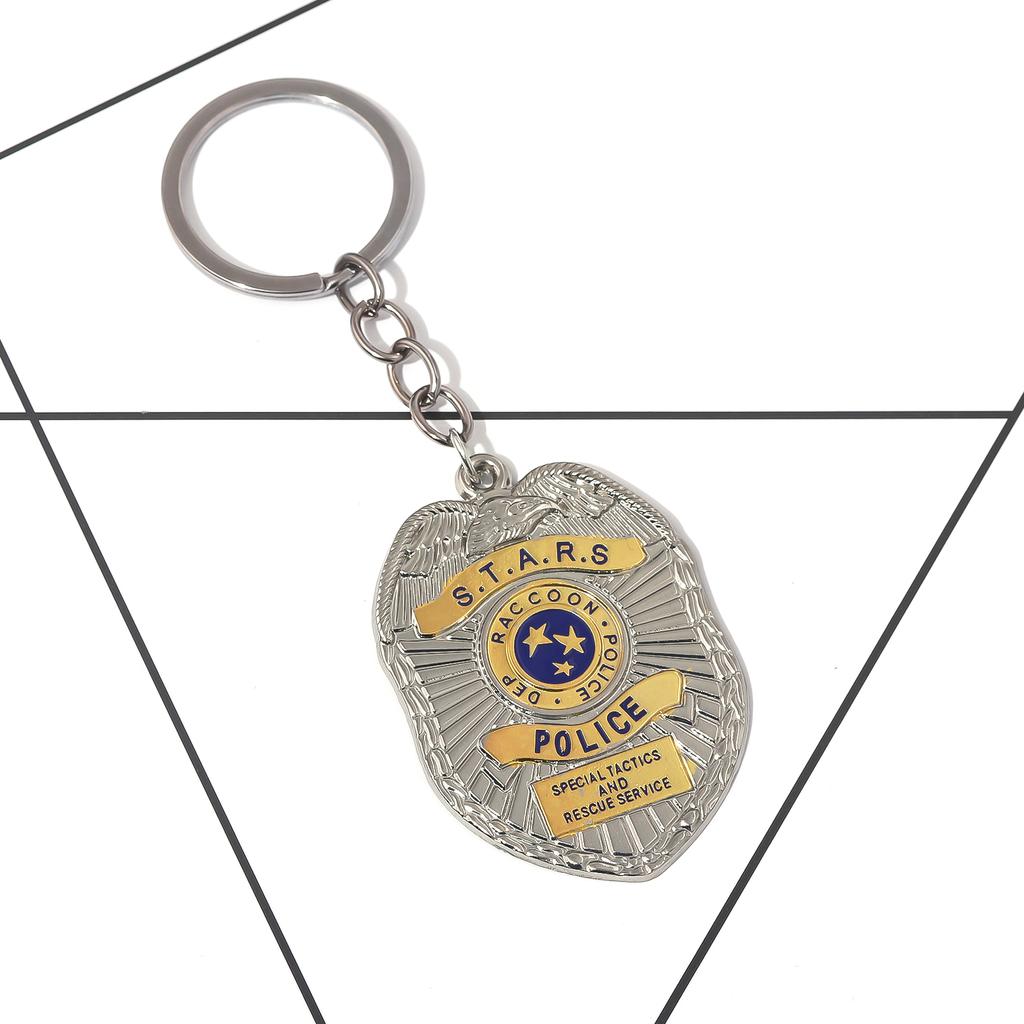 Resident Evil Raccoon City Police Badge Necklace STARS Keychain Metal Gift for Women Men Backpack Accessories