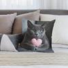1 modern grey cat heart pillow cover, machine washable, polyester