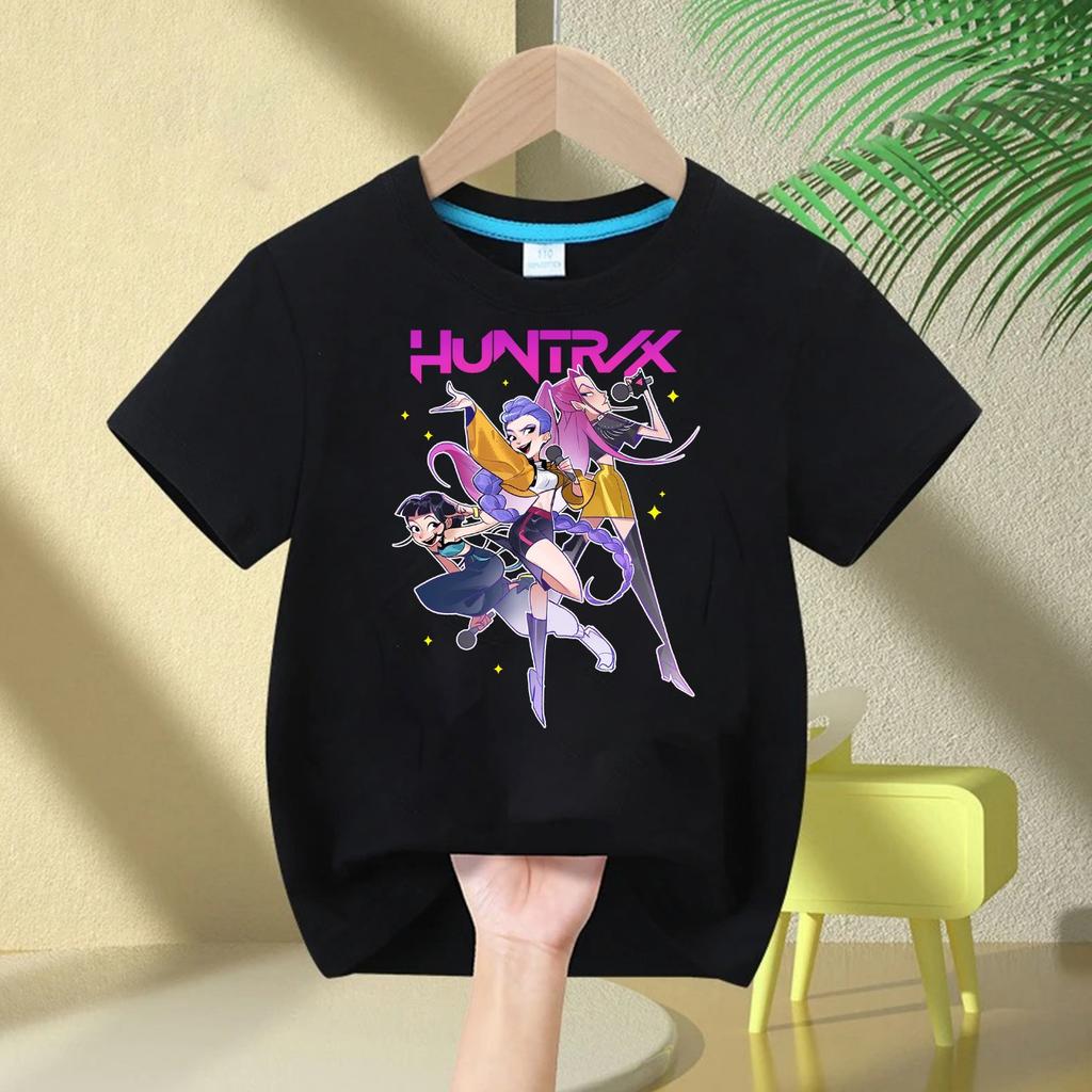 KPop Devil Hunter Print Fashion Casual Top 2025 Movie Round-neck Cartoon Girl and Boy T-shirt Casual Girl Clothing