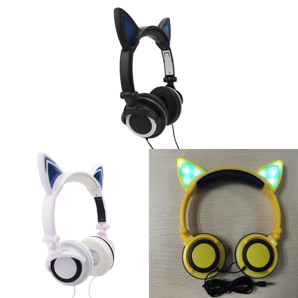 Lade-LED-Gaming-Kopfhörer mit Mikrofon, Katzenohren-Serie, für Teenager und E-Sport-Enthusiasten
