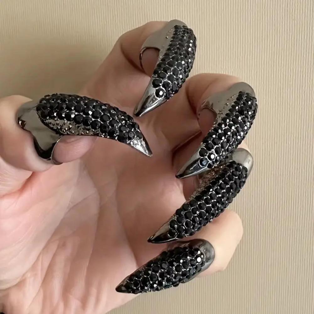Jewelry Nail Punk Finger Rings Black Color Punk Rock Rings Fashion Eagle Claw Ring  Halloween Party 5pcs