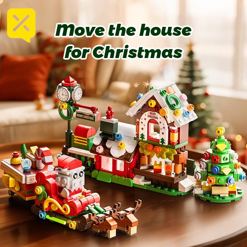 Toylinx Świąteczne Edukacyjne Klocki Konstrukcyjne Święty Mikołaj Choinka DIY 690 SZT Model Architektoniczny Prezent dla Chłopców i Dziewczynek