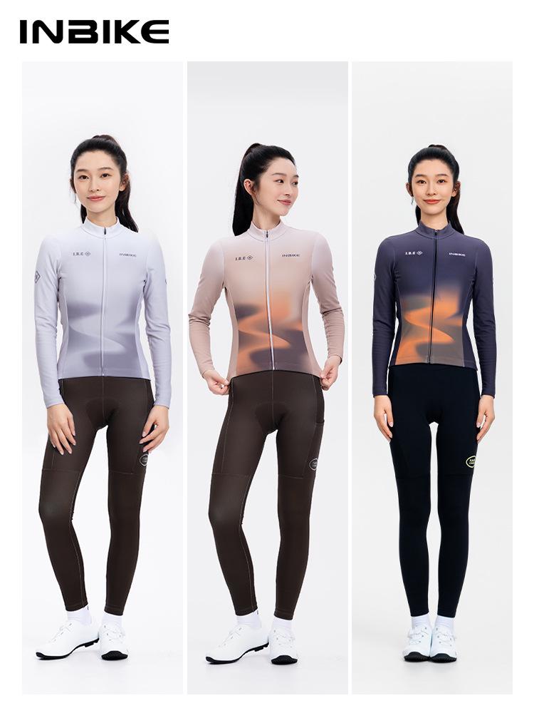 INBIKE25 Unisex Fleece Cycling Jersey - Long Sleeve, Autumn/Winter, Warm Road Bike Jacket Large