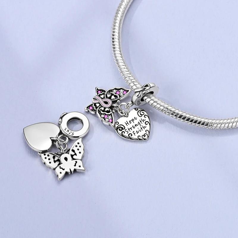 Charm Bead Charms copper Women Pink Butterflyshaped Bead Charms Compatible With Charm Bead Charms Plata Authentic Bracelets Bead Charms Women Jewelle
