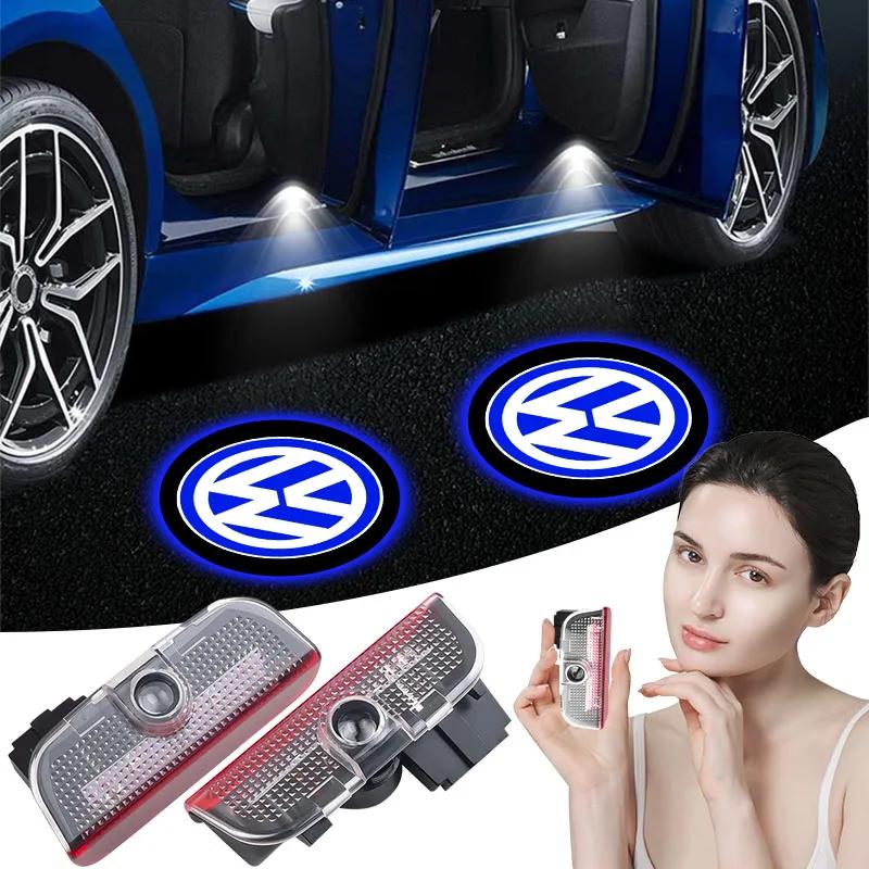 2 Peças Luz LED de Emblema de Porta de Carro Projetor de Sombra de Cortesia Lâmpada de Boas-Vindas Para Volkswagen Passat Polo Golf Beetle Bora Caddy Tiguan