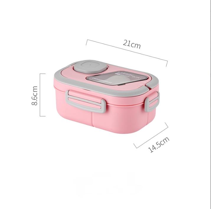 850ML Portable Double-layer Lunch Box Microwavable Bento Box with Tableware Sealed Leak-proof Food Storage Container