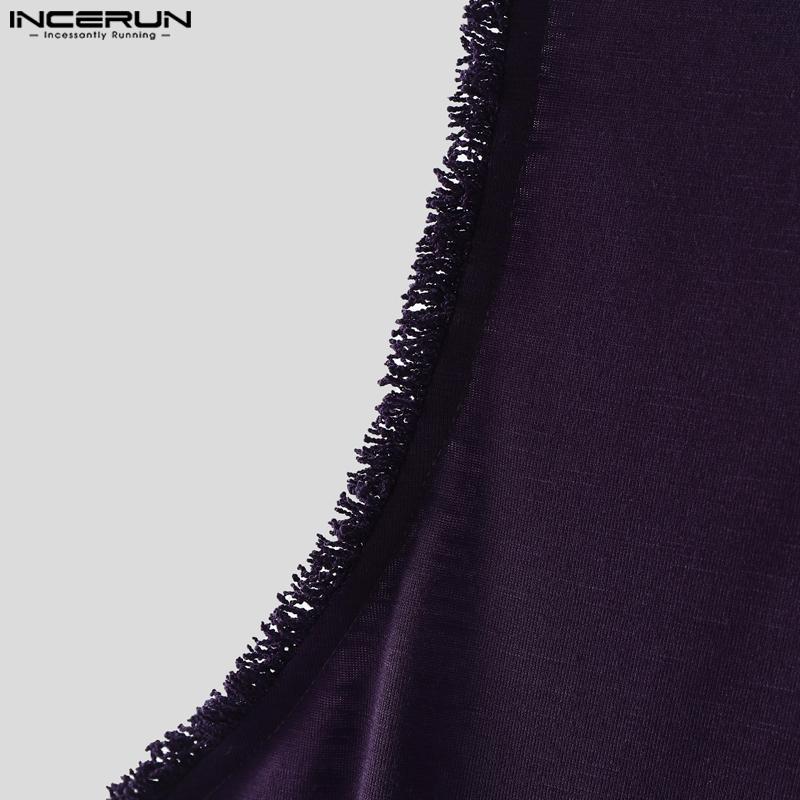 INCERUN Summer Men O Neck Tassel Sleeveless Casual Loose Tank Tops