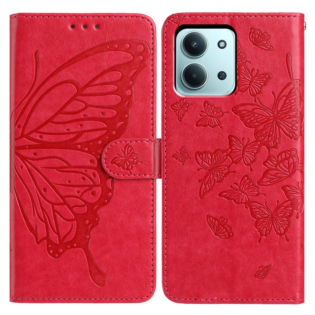 For Xiaomi Redmi 15C 4G (171mm) Case Butterfly Imprinted Wallet Stand PU Leather Flip Phone Cover with Strap