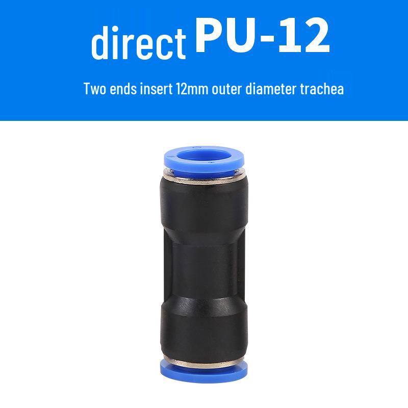 Straight Quick Push-In Pneumatic Air Tube Connector, PU Sizes 6-16, Plastic Two-Way Joint