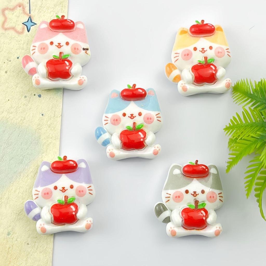 Cartoon Fruit Kitten Resin DIY Hair Clip, Keychain, Phone Case, and Fridge Sticker Decorations