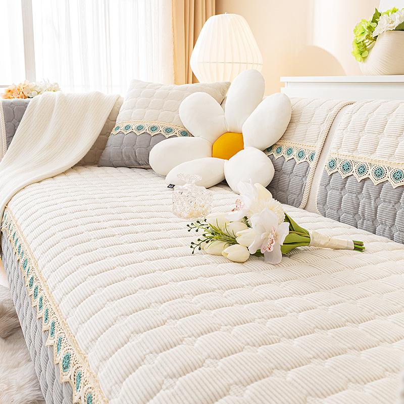 New Corduroy Sofa Cushion Winter Plush Thickened Warm Non-Slip Seat Cushion Leather Sofa Cover Cover Cloth Towel