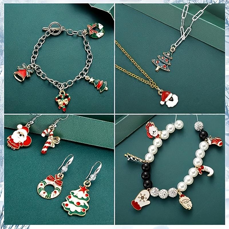 30pcs Random Golden Enamel Christmas Pendants For Bracelet Earrings DIY Christmas Clothing Sewing Bag Decorative Accessories