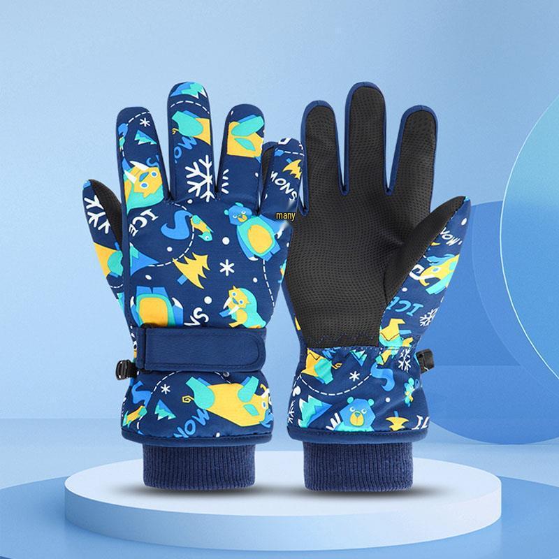 Kinder Winter Skihandschuhe: Warme, Verdickte, Cartoon-Design, Fünffingerhandschuhe für Jungen und Mädchen.