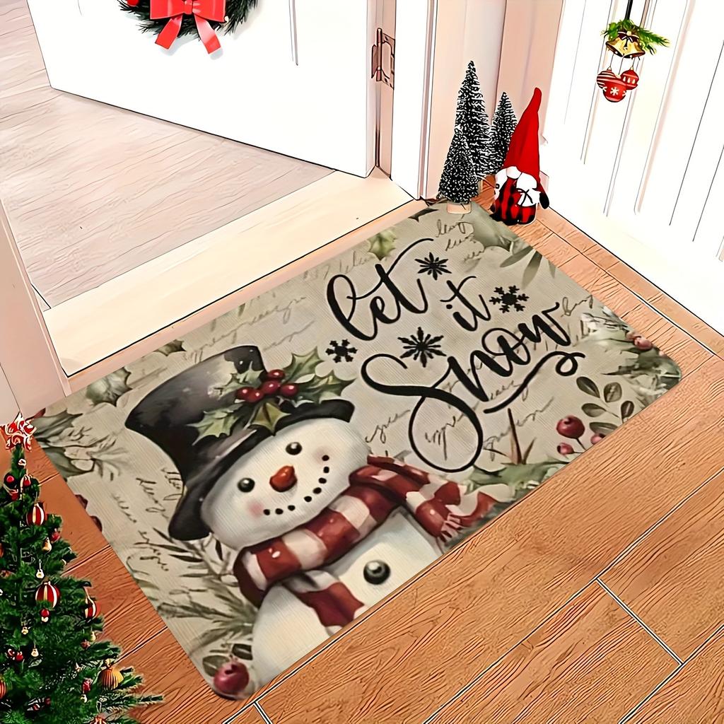 Christmas Carpet Doormat Carpet For Live Room Snowman Pattern Bedside Floor Mat Outdoor Carpet Welcome Mat