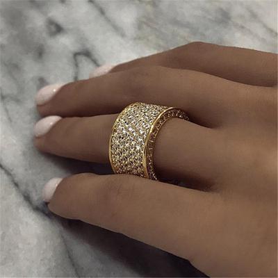 Luxusní prsteny Huitan Wide Promise pro ženy Pull Paved CZ Šumivé snubní prsteny Stříbrná barva/zlatá barva Módní šperky