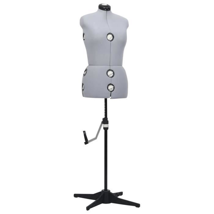VidaXL Mannequin de robe ajustable pour femme Gris M Taille 40-46