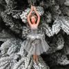 Christmas Ornaments Stree Decoration Girl Bithday Gift Xmas Plastic Hanging Decoration Dancing Silver Tutu Ballerina Christmas Gifts