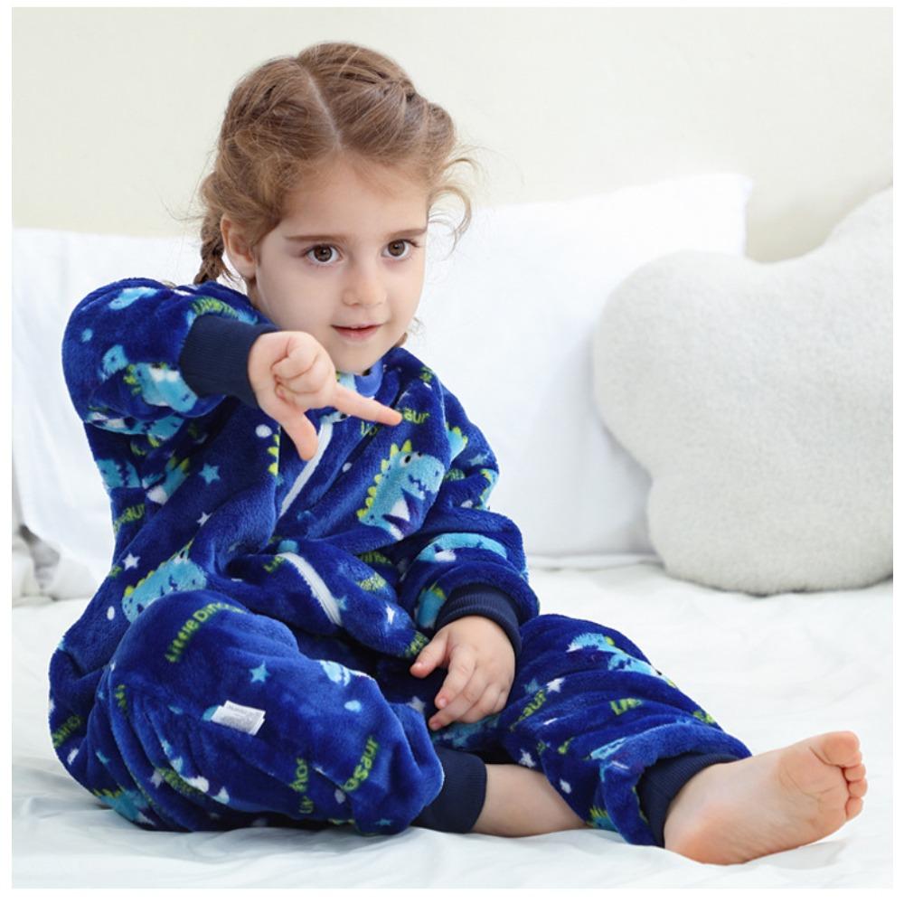 Kids Flannel Onesie Pajamas Cartoon Loungewear Christmas Costume Flannel Sleeping Bag Jumpsuit