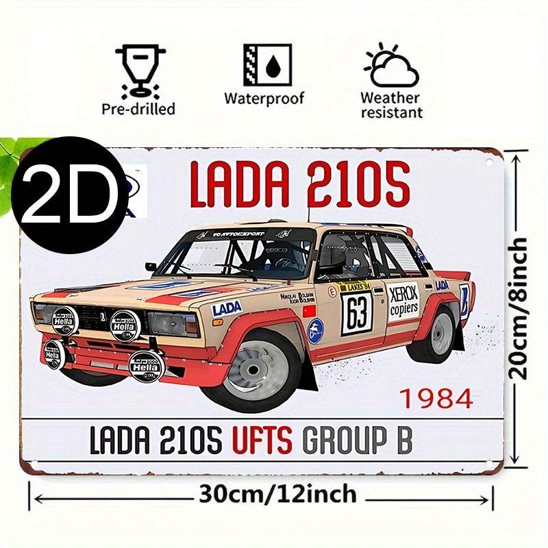 Racing Car Retro Style Metal Decorative Painting for Garage Room Decor