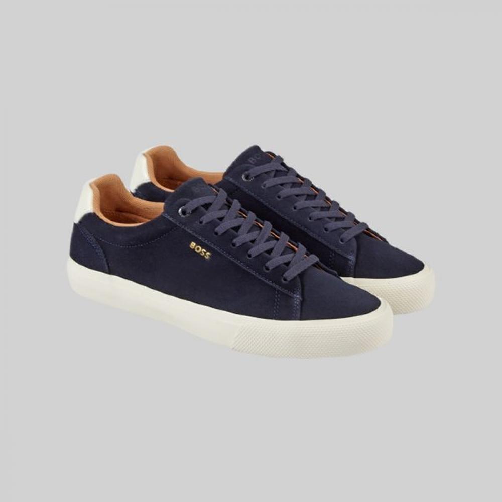 Boss Leather Suede Lace Up Sneakers Navy 50536521410 39