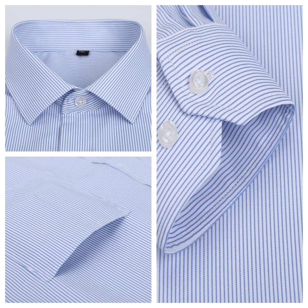 Men's Formal Shirt Long Sleeve  Solid Color Striped Pocket Fashion Business Office Professional Wear Social White Shirt