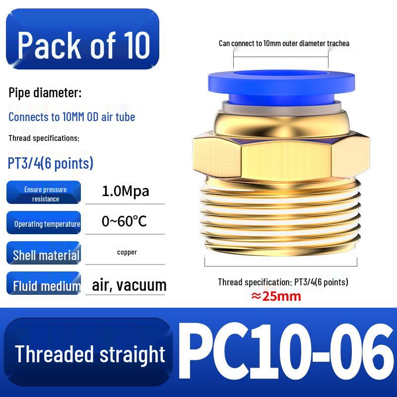 Pneumatic Quick Coupler: 4/6/8mm PC Male Air Hose Connector, Metric Coarse Thread M5/M6/02