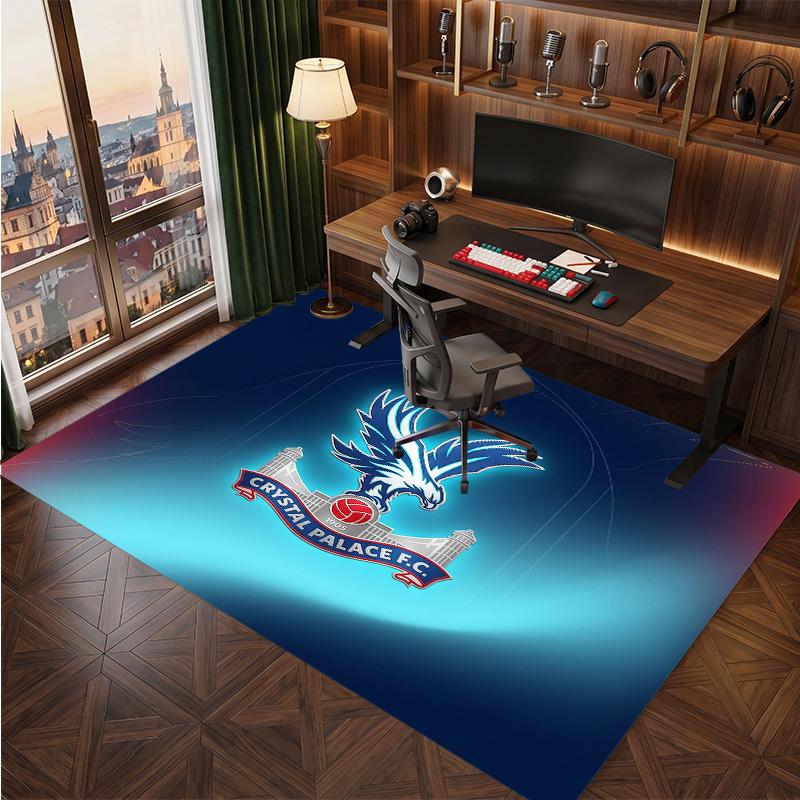 Crystal Palace Football Print Crystal Velvet Rug, Comfortable Water Absorbent Non Slip Indoor Floor Carpet