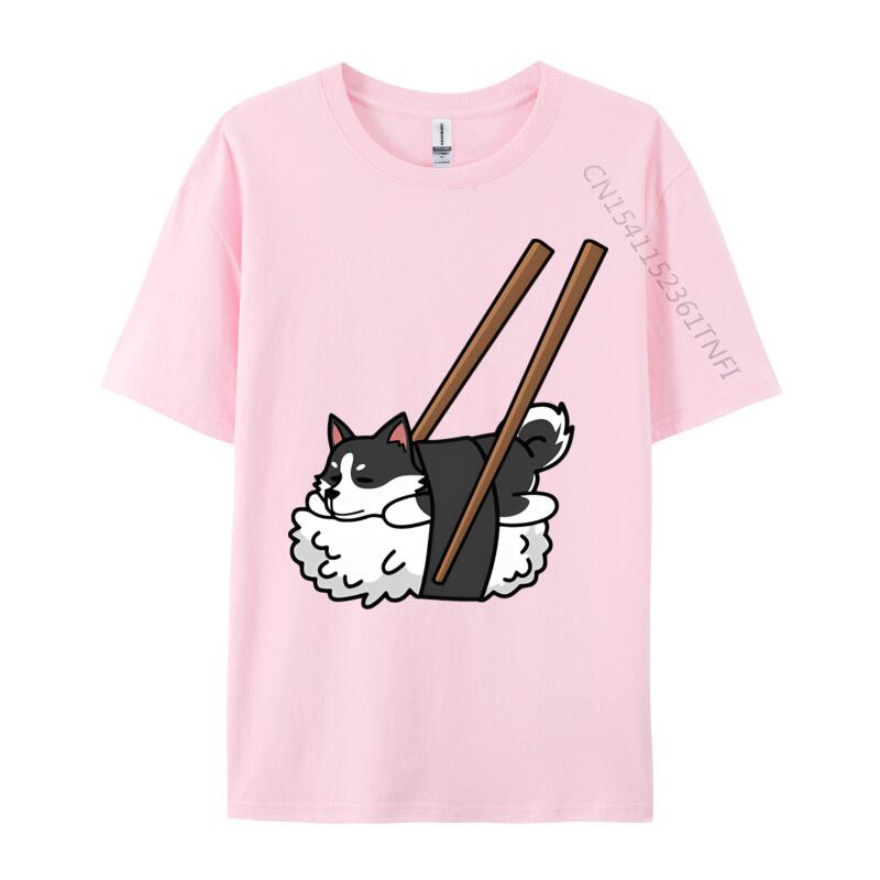 Comics Tees Cotton Men T Shirts Funny Sushi Siberian Husky Tshirt Vintage Tshirt Fashion T Shirt Men