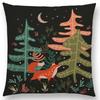 Animal Tale Spring Floral Garden Pattern Sofa Throw Pillow Case Bear Fox Unicorn Bear Birds Flower Leaf Fantasy Cushion Cover