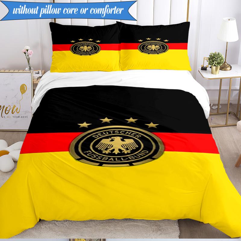 3PCS German Football Emblem Printed Soft Bedding Set,Including 1pc Duvet Cover And 2pcs Pillowcases Perfect for Bedroom, Dormitory, Fan gift