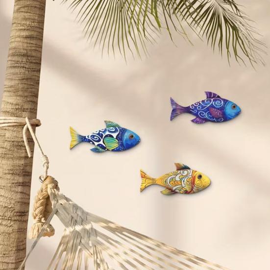 3 Pezzi Decorazione da Parete in Legno a Forma di Pesce per Casa al Mare Lago Decorazione da Appendere a Parete Scultura da Parete a Tema Oceanico Costiero per Bagno Nautico Decorazione Camera da Letto
