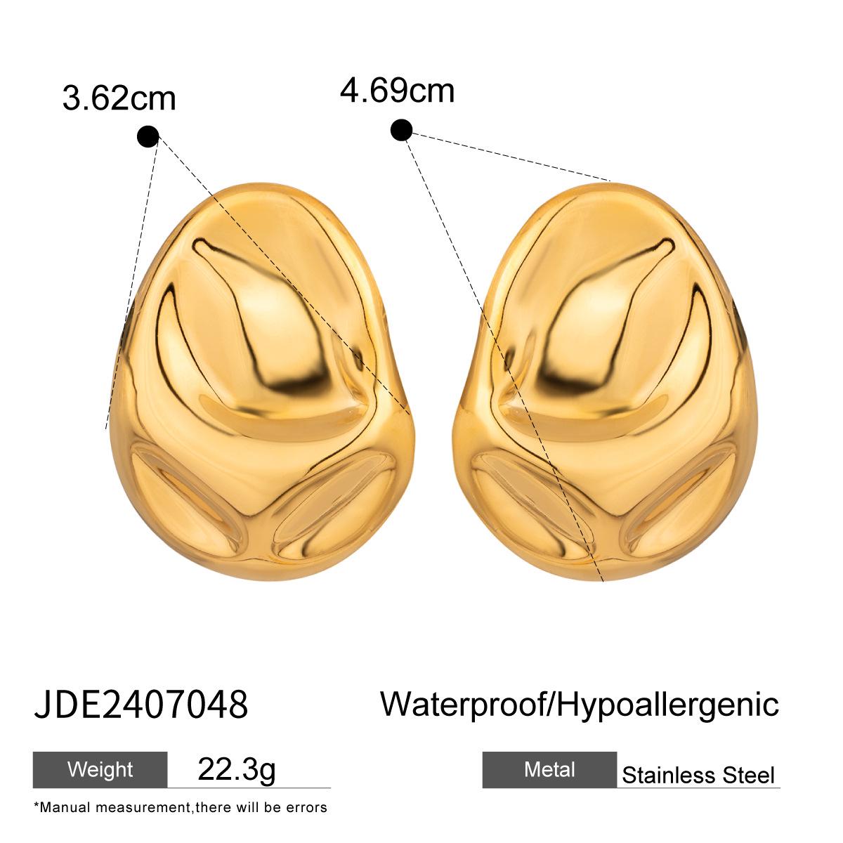 European-American 18K Metal Earrings - Stainless Steel Studs, High-End Titanium Jewelry, Exaggerated Design, INS Style.