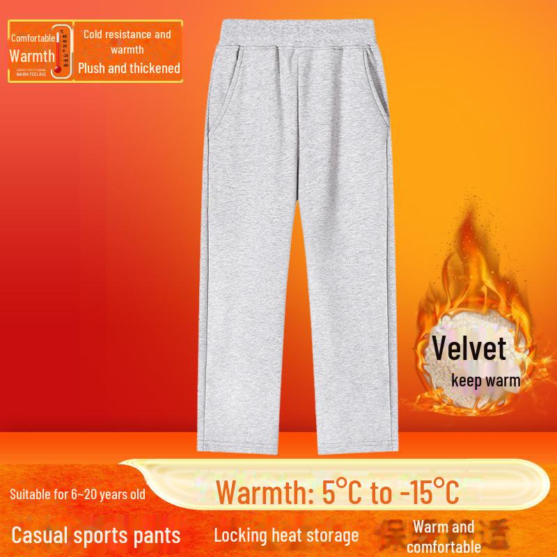 Chlapecké podzimní a zimní sportovní kalhoty s plusovým sametem - Zesílené školní kalhoty pro žáky základních škol