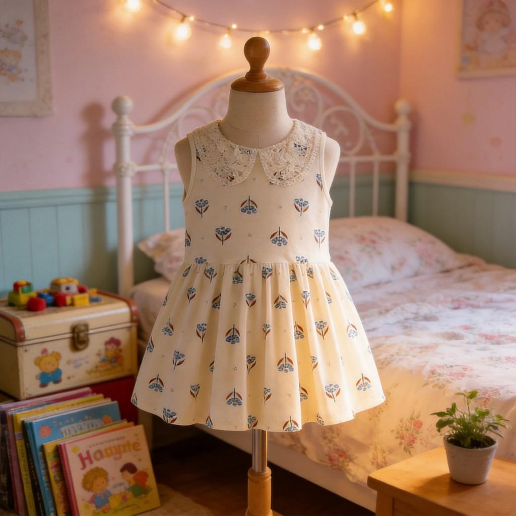 Girl Dress With Soft Cotton Fabric And Cartoon Design For Summer Play