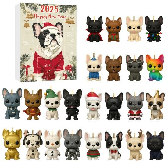 Christmas Dog Advent Calendar 24 Days Acrylic Ornament for Tree Decor Festive Countdown Surprise