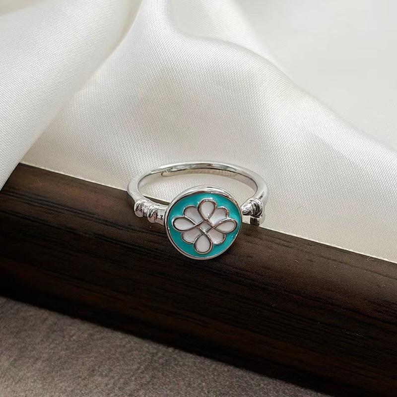 Ethnic Style Retro Enamel Phoenix Feather Open Ring Niche Design Key High-End Sense Stacking Wearing Index Finger Ring Woman