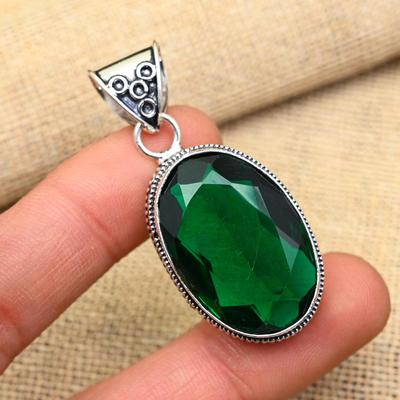 Dazzling Chrome Diopside Gemstone Handmade 925 Sterling Silver Jewelry Pendant For Women