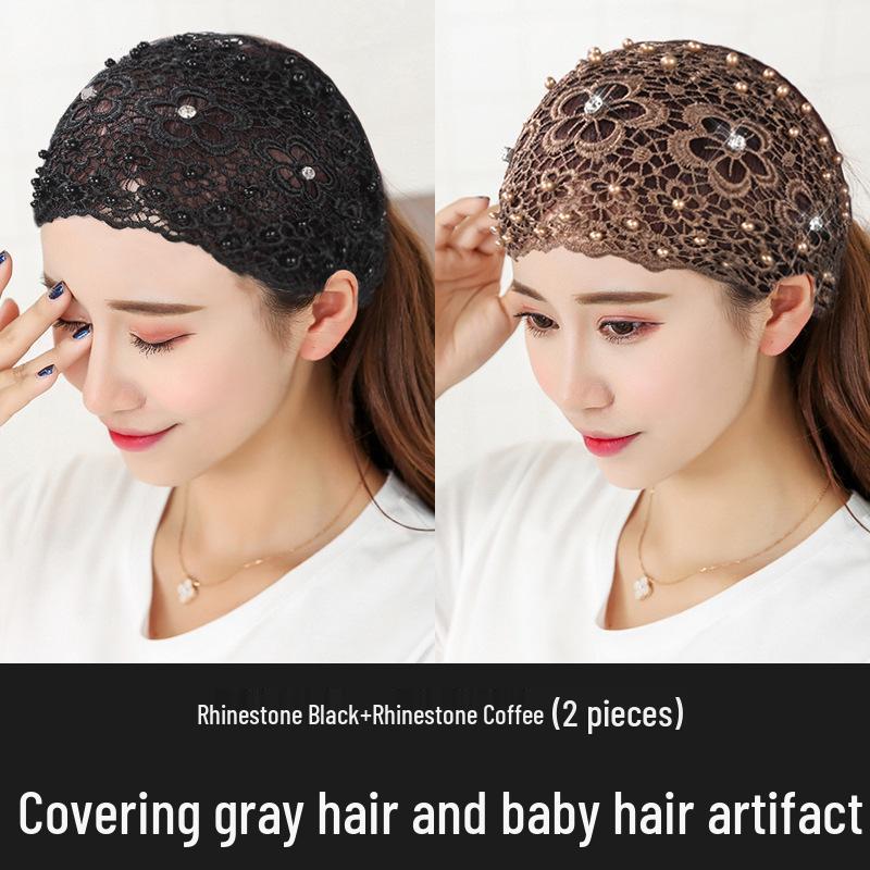 Beaded Headband: Women's Hollow Breathable Lace Wide-Brim Headscarf & Forehead Protector Hair Tie.