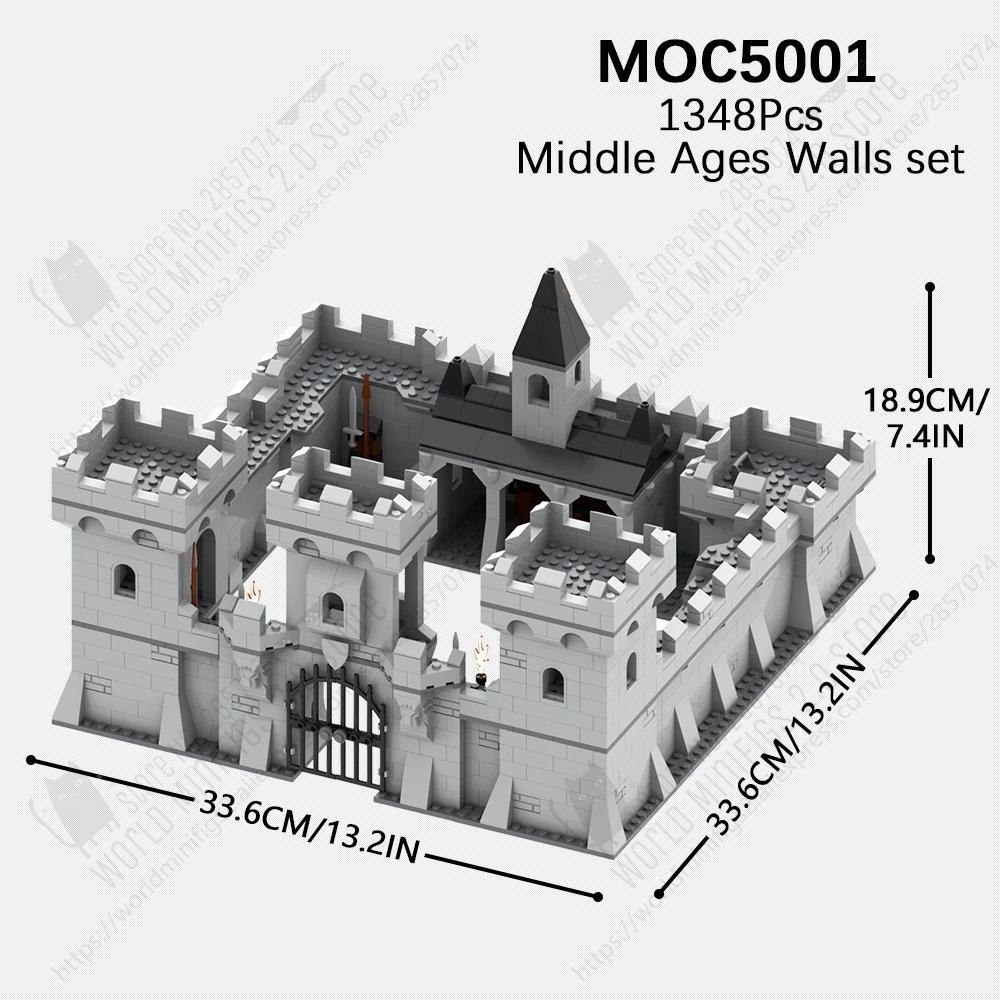 MOOXI MOC Medieval Castle City Wall Tower Architecture Military Building Blocks Adult Set Bricks Assembly Kids Toy Birthday Gift