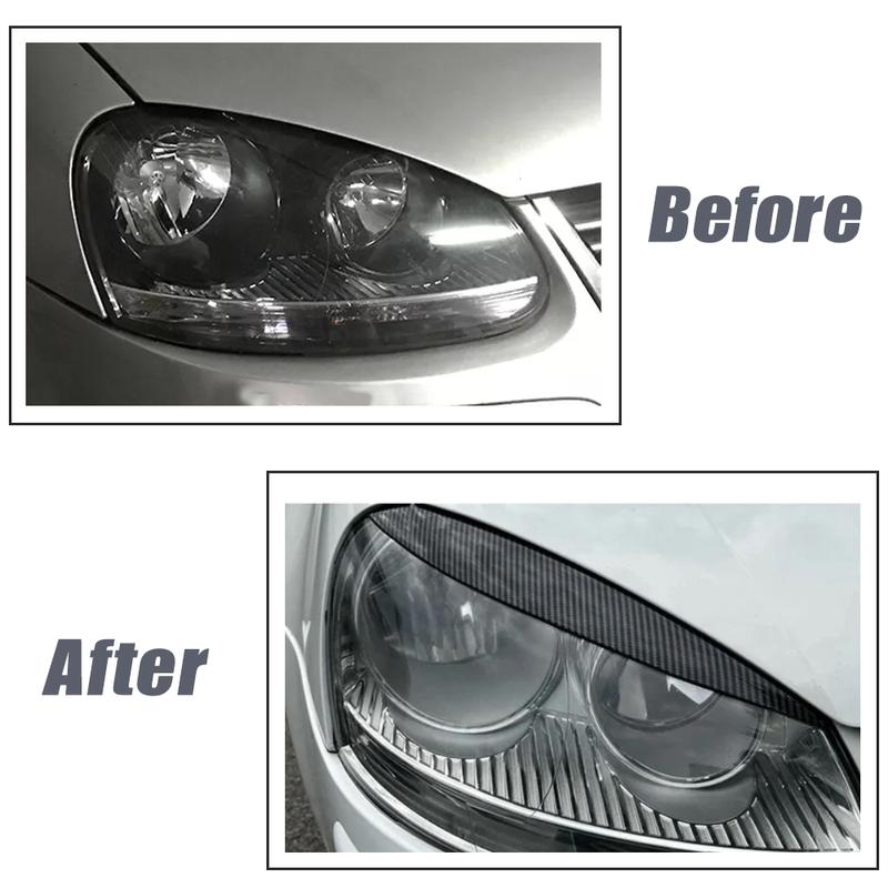 For VW Golf 5 GTI Jetta R32 Mk5 2005 2006 2007 Car Headlights Eyebrow Eyelids Cover ABS Carbon Fiber Sticker Decorative